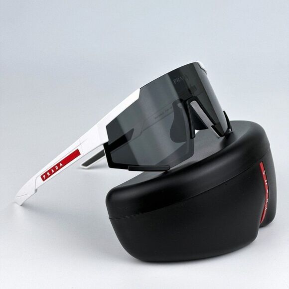 NEW Prada PS04WSF TWK06F White Rubber Dark Grey Rectangle Unisex Sunglasses - Picture 1 of 11